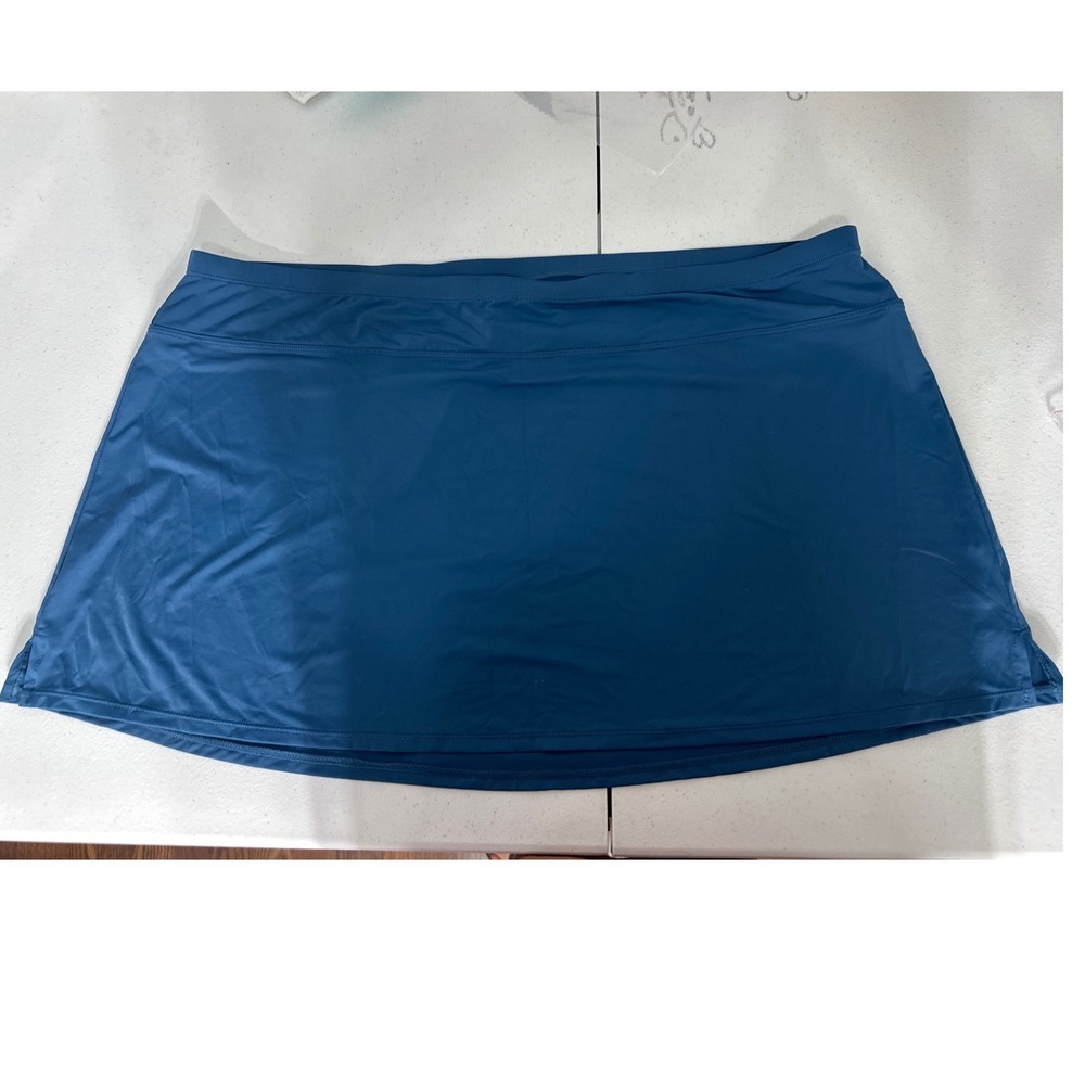 Jantzen Womens Plus Size 18W Teal Blue Swim Skirt Side Slit JZ22764C